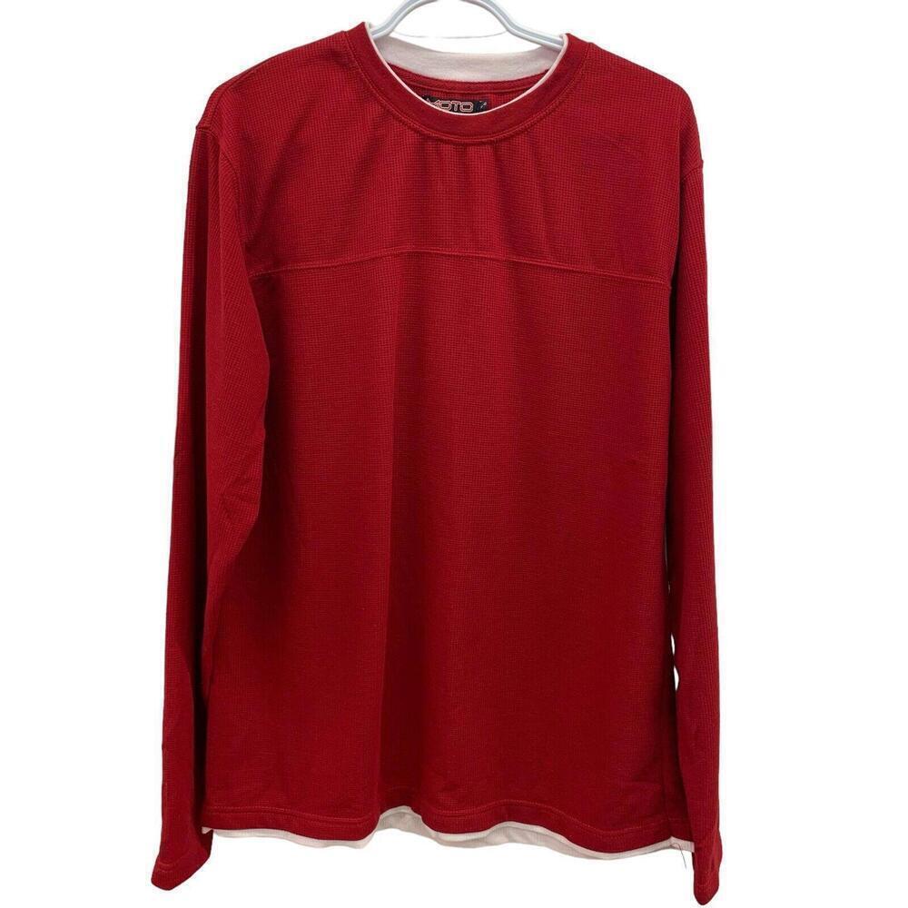 Moto Mens Waffle Knit Red Long Sleeve Shirt XL​​​​